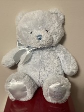 Baby Gund My First Teddy Bear Plush 10  Light Blue Stuffed Animal W/ Ribbon Bow