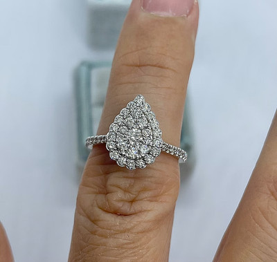 2.10Ct Round Cut Natural Moissanite Halo Engagement Ring 14K White Gold Plated
