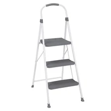 COSCO 3 Step Connection Step Stool ( White & Gray, 8ft 10in Max Reach), New.