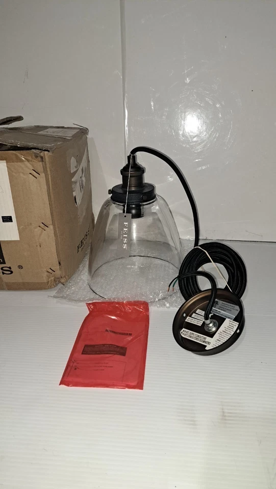 Mini colgante Feiss Lighting Baskin 1 luz pintada latón envejecido aleta P1349PAGBDWZ Foto 4 de 4