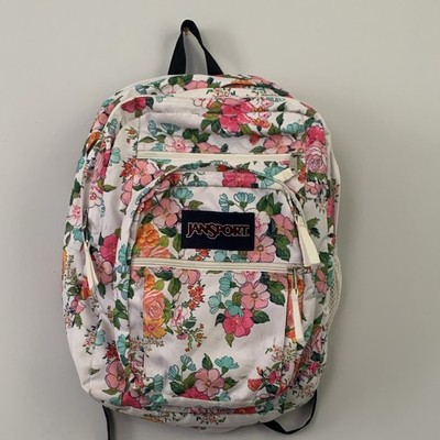 JanSport Floral White Multicolor Kids Backpack Polyester Zip Outer Pockets