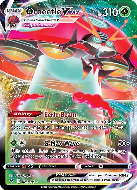 Pokemon Vivid Voltage Full Art Orbeetle VMAX 021/185 - Near Mint (NM)