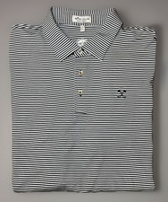 Peter Millar Summer Comfort Polo Shirt Mens XL Blue White Striped Golf Pin Logo