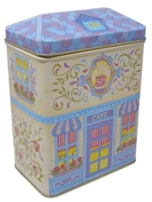 VTG Cafe Coffee House SCC Tin Box Hinged Lid Container Pastel Kitchen Decor 6.5"