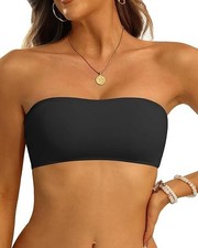 XS Classic Strapless Tube Swim Top - Padded Bandeau Bathing Suit Top Only