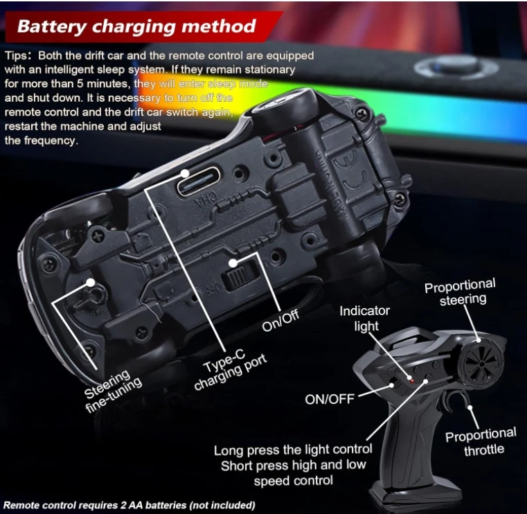 1:64 Scale RC Drift Car, Mini Rc Cars 2.4GHz 15km/h 4WD Remote Red - Image 3 of 4