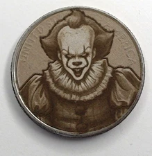 Pennywise IT Clown US Clad Quarter Surface Engraved Hobo Nickel / Love Token