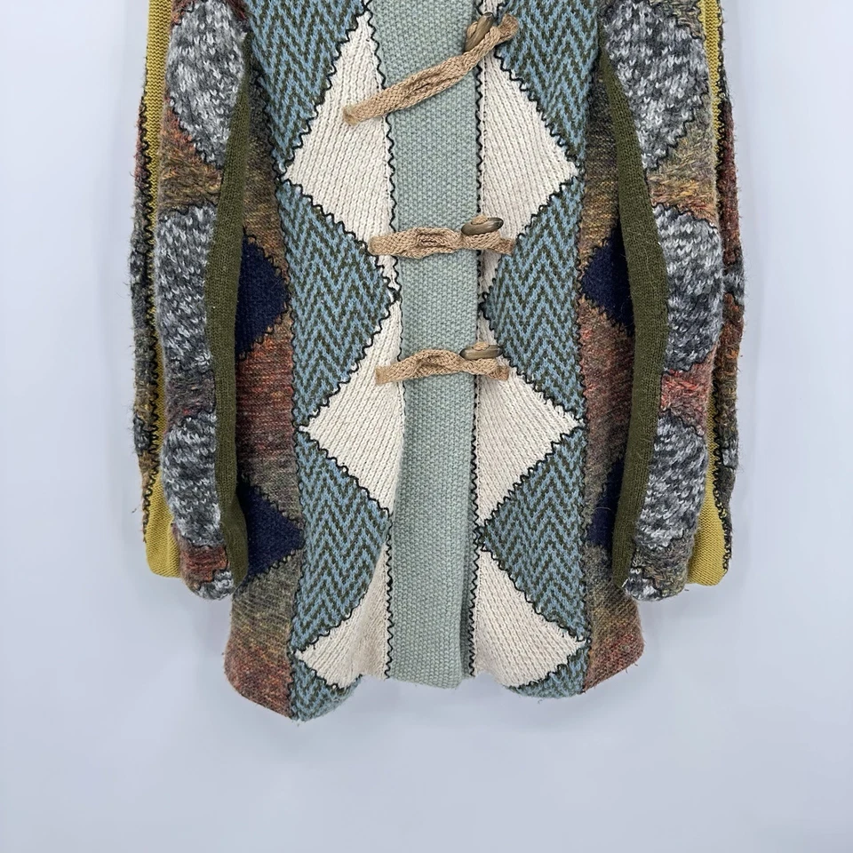 CHARLIE & ROBIN ANTHROPOLOGIE Cárdigan Suéter Chaqueta Patchwork Boho Colorido L Foto 3 de 4