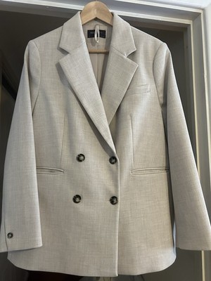 M&S Collection Size 16 Double Breasted Blazer Light Beige Ecru Front Pockets