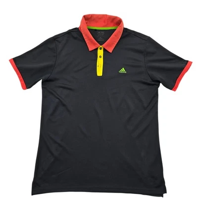 Polo Adidas 2XL pour homme en noir rouge jaune logo piqué respirant - Photo 1/4