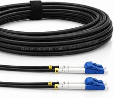 40m Armored Fiber Optic Cable LC/UPC to LC/UPC OS2 Singlemode Duplex 9/125 m Bla