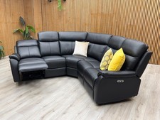 Very ‘Kingsmere' Corner Sofa Black Leather Power Recliner Lounge Suite RRP £1599