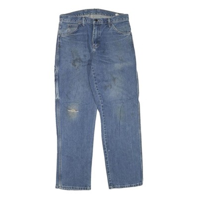 DICKIES Herren Jeans Regular Straight Denim W32 L32 Zip Blau Baumwollmix