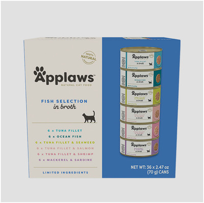 Applaws Fish Selection in Broth Wet Cat Food Variety Pack 36 Count