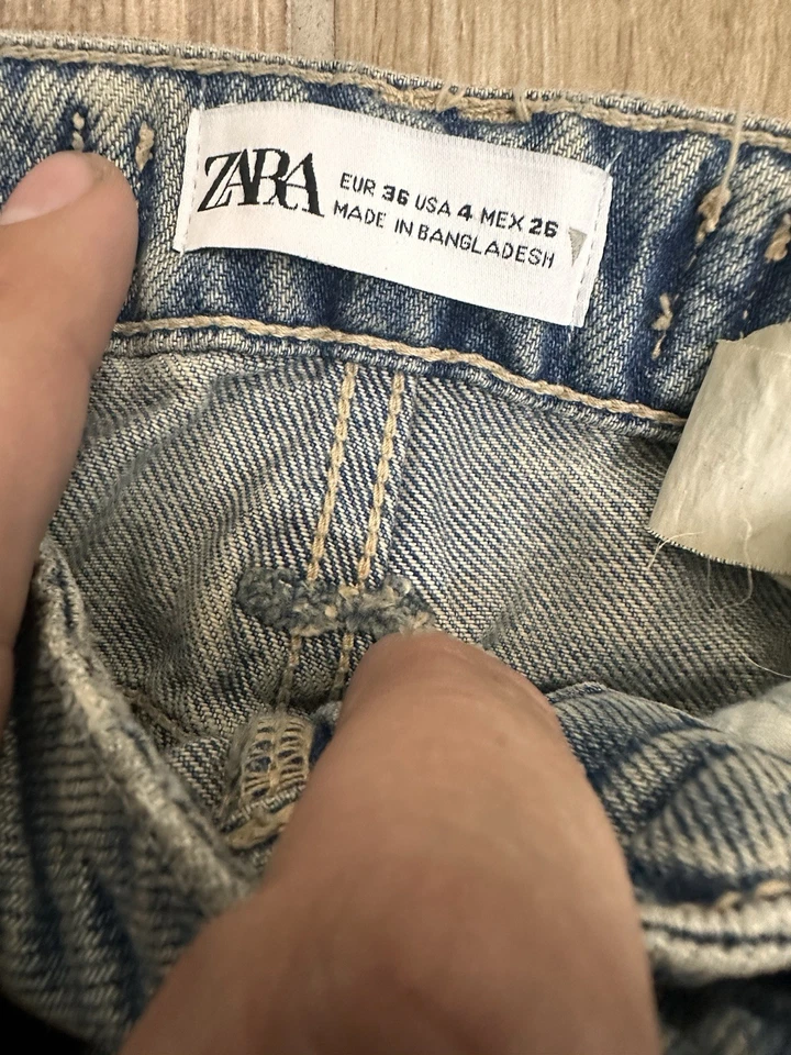 Zara Women's Baggy Wide Leg Cargo Grunge Denim Jeans Size 4 27 X 30 - Image 4 of 4