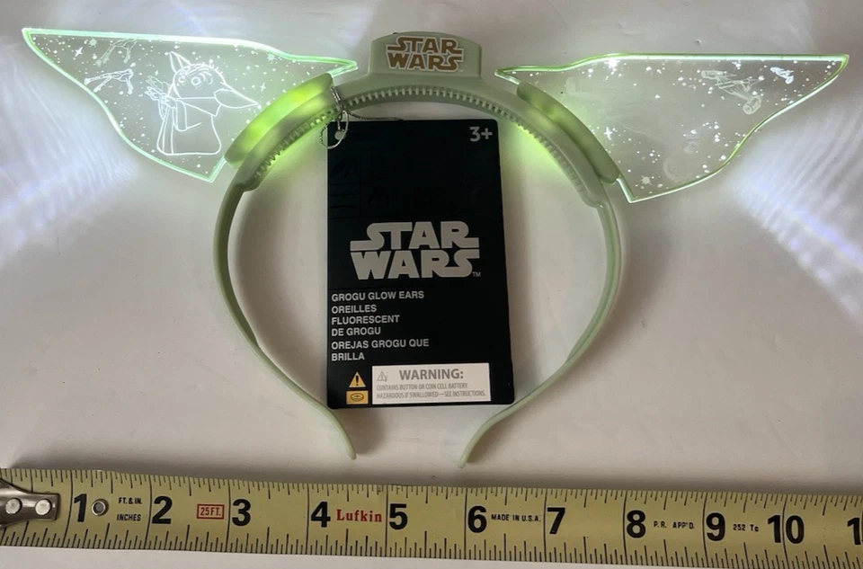Orelhas de tiara iluminadas Star Wars The Mandalorian's Grogu Yoda 2024 parques da Disney - Imagem 4 de 4