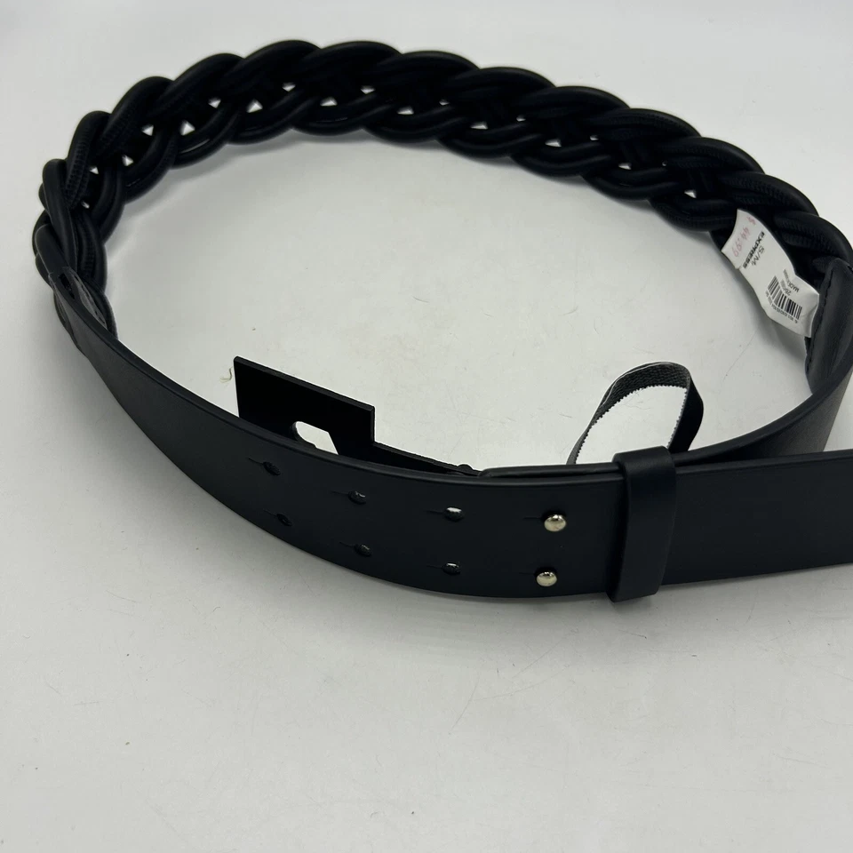 Cinturón Trenzado Express Para Mujer S M Negro Imitación Cuero Nueva Cápsula Informal Hippie Foto 2 de 4