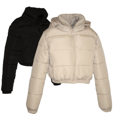 Piumino Giubbino Donna Corto Bomber Invernale Con Cappuccio