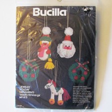 Bucilla Woolly Trimmings Set of 5 Jeweled Holiday Ornaments Kit 48785