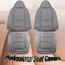 Both Side Bottom & Top Leather Seat Cover Gray Fits 2001 Ford F250 F350 Lariat