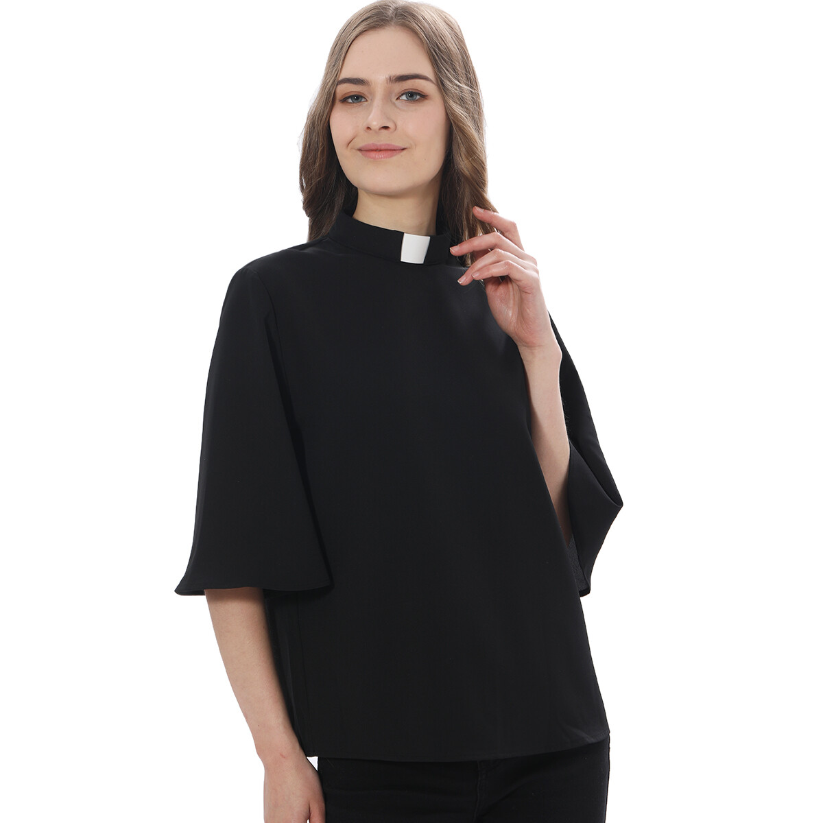 BLESSUME Women's Clergy Shirt - Tab Collar Long/Short Sleeve Button-Down Blouse