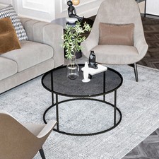 Couchtisch Kolari aus Rauchglas 45 x Ø80 cm Schwarz/Transparent [en.casa]