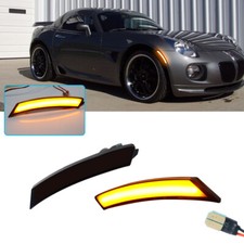 Smoked Amber Led Front Sidemarker Lamps For 06-10 Pontiac Solstice Saturn Sky