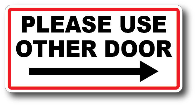 Please Use Other Door Sign - Aluminum 4-Pack With Arrows, 12x4 Inch, For Office, Store & Home
