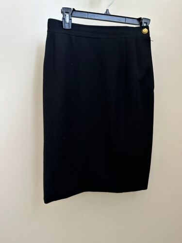 SALVATORE FERRAGAMO Black 100% Wool Straight Skirt  Size 8 - Afbeelding 1 van 7