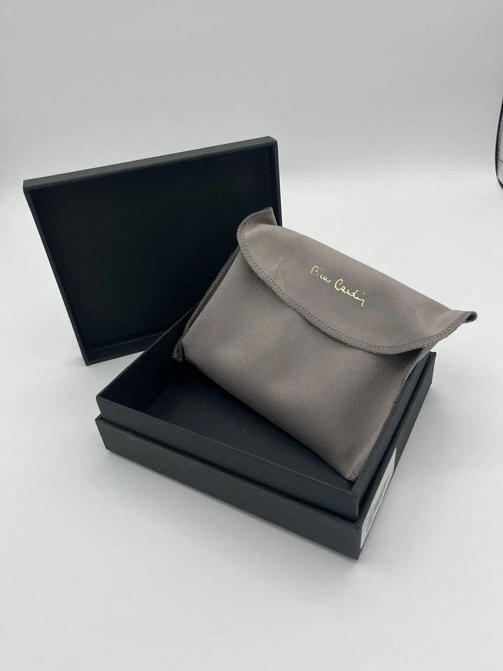 Pierre Cardin черный бумажник в полоску совершенно новый с коробкой синий этикетка складного тиснения - Изображение 2 из 4