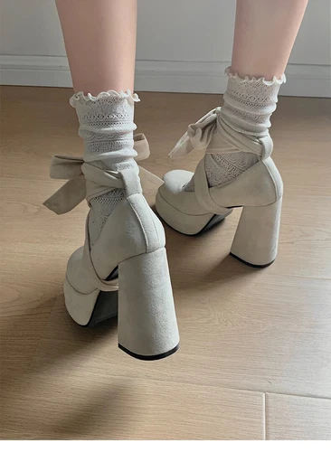 Platform Mary Jane Shoes Fashion Cross Strap Thick Heel Shoes Dress Shoes Pumps - Bild 7 von 24