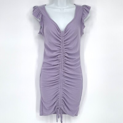 21 Saints Casual Midi Dress Size M Flutter Sleeve Fitted Purple/ Lavender |  eBay