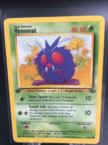Tarjeta de Pokémon - Jungle 63/64 - VENONAT (común) **1a Edición** - Imagen 1 de 2
