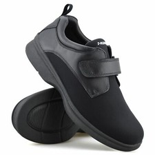 Mens Leather Wide Fit Memory Foam Casual Smart Walking Work Trainers Shoes Size