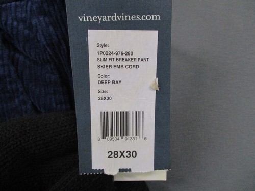 NEW Vineyard Pants Mens 28x30 Blue Corduroy Slim Fit Breaker Pant Ski Embroidery - Picture 9 of 15
