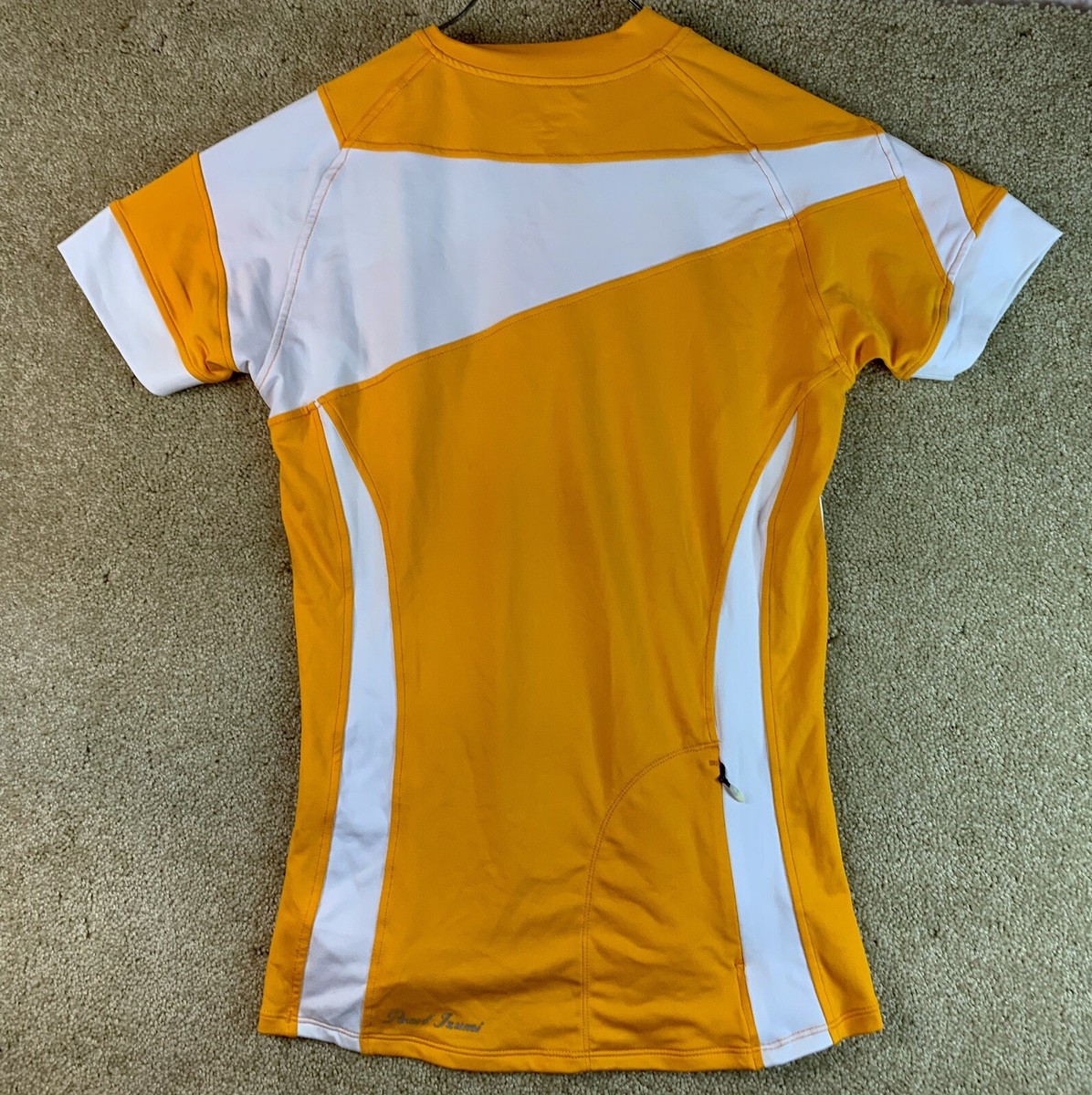Pearl iZumi Orange and White Floral Short Sleeve 1/4 Zip Jersey