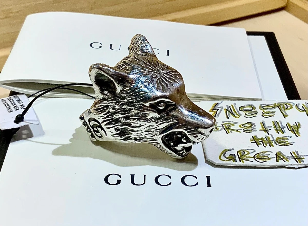 Gucci Anger Forrest LARGE Wolf Head Solid 925 Silver Ring Made