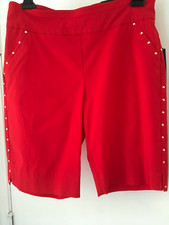 Attyre New York Womens Size 6 Red Mid Rise Pull On Bermuda Shorts W/Studs NWT