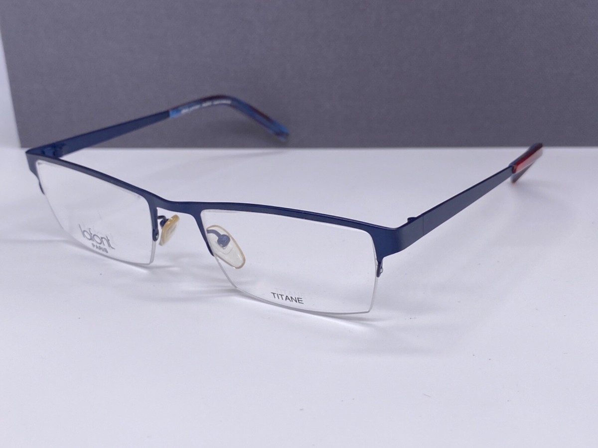 フランス製品 Lafont スクエアハーフリム Lafont Eyeglasses Frames Men Blue Square Half-Rim Titanium