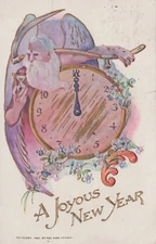 A Joyous New Year Posted Golden Accent Embossed Divided Back Vintage Post Card
