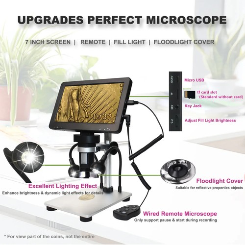 Microscopio digitale con LCD 7'' , 1200 ingrandimenti ! , con SD 32gb + staffa - Photo 4/13