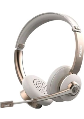 Vonztek BT782 BT786 Wireless Headset Taupe With Noise Cancelling Microphone
