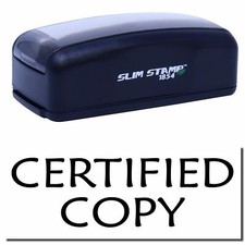Large Pre-Inked Certified Copy Stamp Size 1-13/16" Tall x 2-1/2" Wide