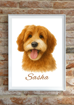 Haustier Hund Portrait Druck individuell Haustierportrait Name Geschenk Aquarell