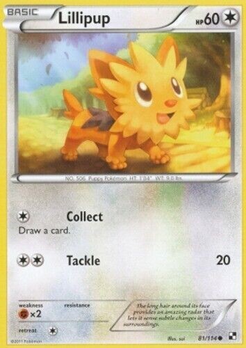 Lillipup 81/114 Black & White Common Light Play Pokemon DNA GAMES