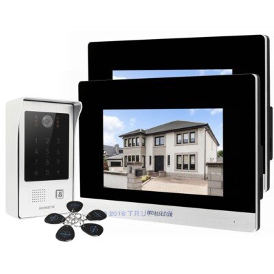 Smart Video Tür Gegensprechanlage mit 2 Monitoren & IR Kamera & RFID Passwort Eingabe