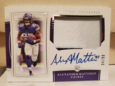 Alexander Mattison 2019 Panini National Treasures True Rookie Patch Auto /99 RPA