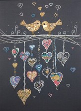 Abris Art Bead Embroidery Kit Birds In Love, Needlepoint Kit, DIY Beaded Birds