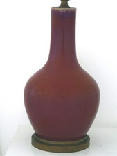 Vase chinois ancien rouge sang de boeuf oxblood monté en
