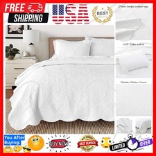 100 Cotton Victorian Medallion Solid White Matelasse Embossed Bedding Quilt ...
